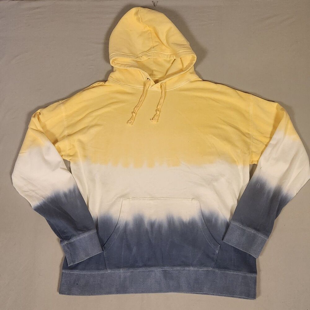 Old Navy Hoodie Large Yellow Blue Ombre Pullover Sweatshirt Mens L